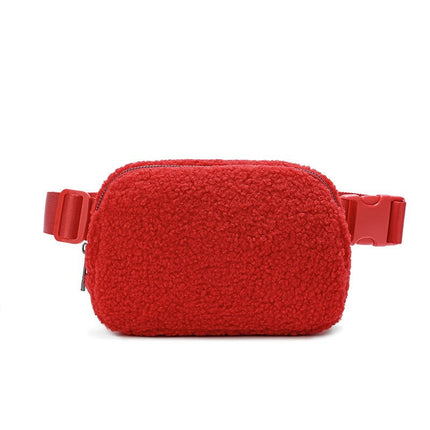 Amazon Spot Same Style Lulu Plush Waist Bag Casual Outdoor Sports Crossbody Bag Spot Mobile Phone Bag Fitness Bag