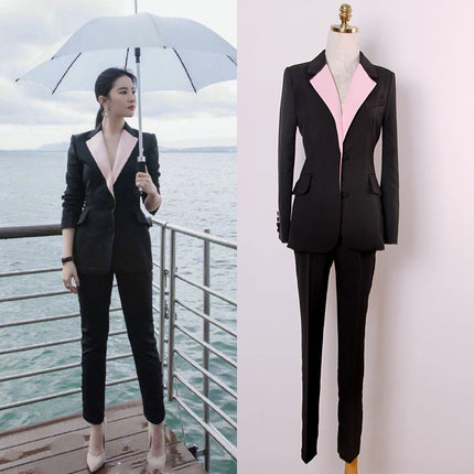 Professional Women's Suit Set for Autumn, Fashionable Socialite Goddess Style Work Attire Formal Wear