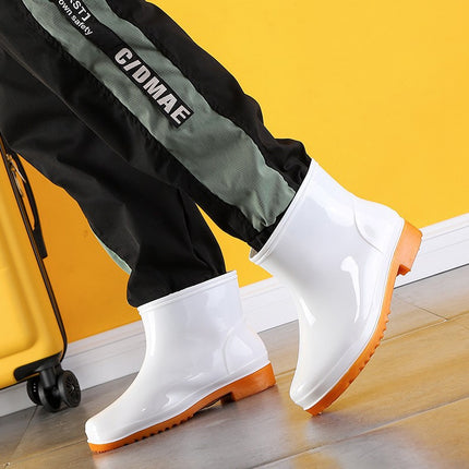 Low-Cut Rain Boots, White Food Hygiene Boots, Labor Protection Work Short-Cut Non-Slip Waterproof Shoes, Lightweight and Comfortable Overshoes, Rain Boots