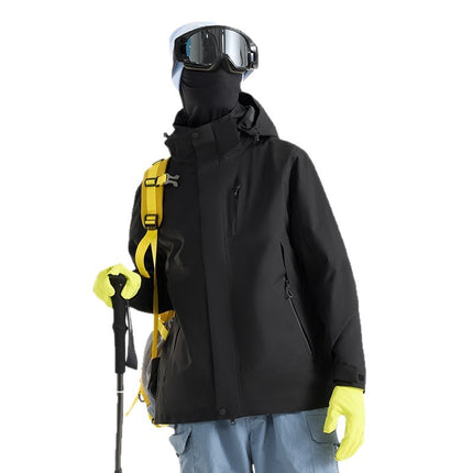 Autumn and Winter Fully Heat-Sealed Outdoor Jackets for Men and Women, Three-In-One with Detachable Fleece Lining, Windproof and Warm Mountaineering Clothing Two-Piece Set