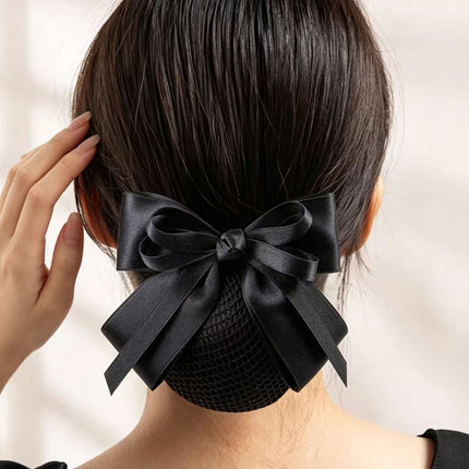 Stewardess Net Pocket Head Flower Professional Hair Net Nurse Female Bank Hotel Hairpin Bow New High-end Sense Hair Accessories