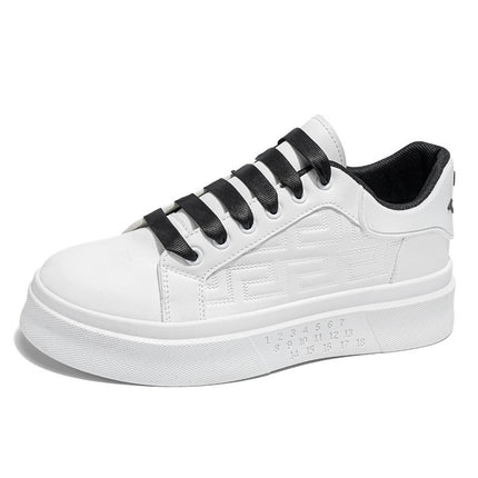 Men's Shoes New White Shoes Men's All-match Breathable Thick-soled Heightened Casual Sports Running Board Shoes Waterproof for Male Students