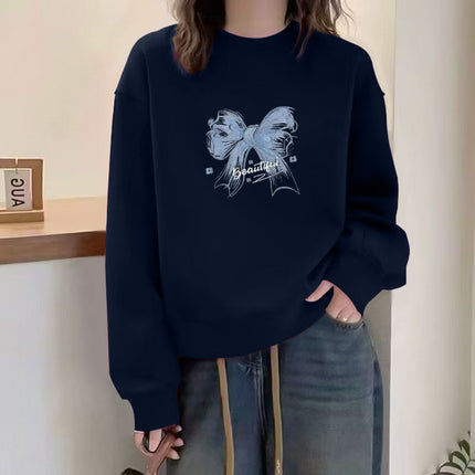 wine red New Year Sweat Women's 2025 New Autumn and Winter All-match Loose High-end fleece-lined Long-sleeved Spring Thin Top