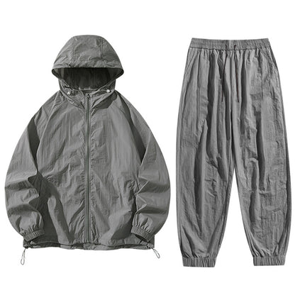 Sun Protection Clothing Set Upf50+ Cool-Touch Ice Silk Original Yarn Hooded Breathable Nylon Ice Silk Outdoor Skin Protection Clothing Shorts