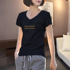 Black-v neck-zebra gold / S