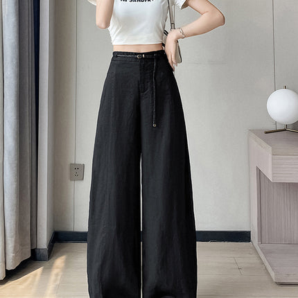 2025 Summer New Tencel Linen Scimitar Pants High Waist Casual Pants Ice Silk Wide Leg Floor Mopping Pants Women