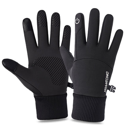 Cross-border Autumn and Winter Riding Gloves Men's and Women's Outdoor Waterproof Ski Non-slip Touch Screen Gloves Warm fleece-lined Full Finger Gloves