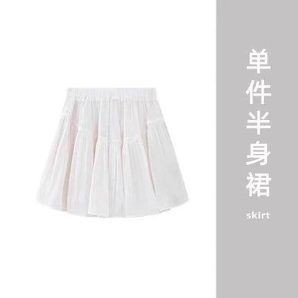 Skirt Summer Women's 2024 New Women's Fashionable Fashionable Western Style Top Short Skirt Tea Style Wear a Whole suit