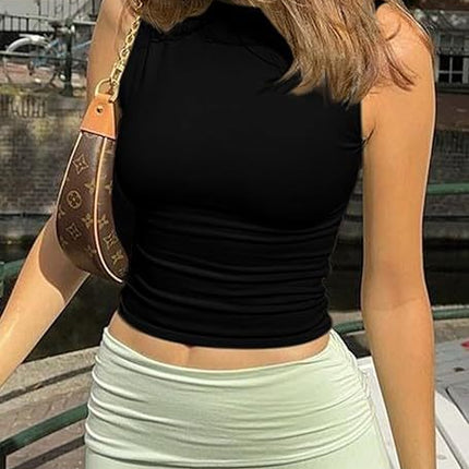 Cross-Border European and American Style Vests Amazon Hot Girls Outer Vests Sleeveless Backless Suspenders Milk Silk Tops Tight