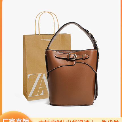 ZA home Spain cross-border women's bag 2025 tide new buckle portable bucket bag shoulder messenger bag a generation of hair