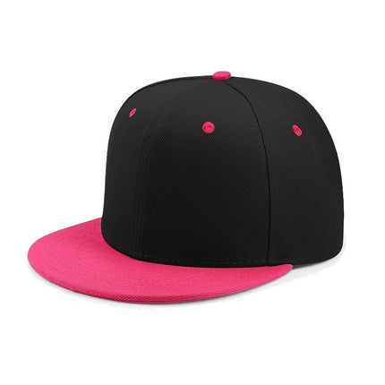 Cross-Border Color-Blocked American-Style Six-Panel Flat-Brim Hip-Hop Hat for Men and Women, Solid Color Plain Flat-Brim Hip-Hop Baseball Cap, Unisex
