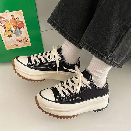 Putian shoes manufacturers muffin thick-soled women's shoes Shorty music increased saw-tooth lovers' shoes 1970s men's high-top canvas shoes