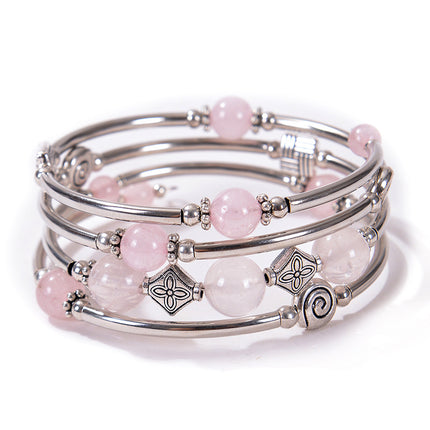 2026 New European and American Fashion Imperial Stone Wrap Bracelet for Women, Layered Multi-Wrap Natural Stone Bracelet Wholesale