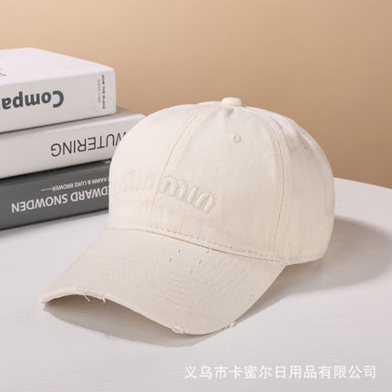 2025 New Letter Embroidered Baseball Cap Korean Style Washed All-match Face Showcase Soft Top Duck Tongue Hat Trend