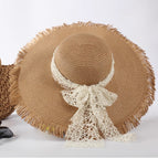 Long fur edge fishnet yarn-khaki / M（56-58cm）