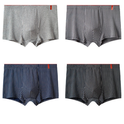 Vibrant Striped Men's Underwear Xinjiang Cotton Antibacterial Breathable Mid-Waist Large Size Graphene Bottom Crotch Flat Pants Wholesale