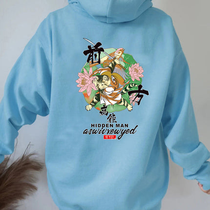 Foreign Trade Women's Velvet Sweatshirt Cartoon Cat Print Kangaroo Pocket Drawstring Print Hoodie