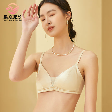 Real Silk Bra No Steel Ring French Bra Deep V Beautiful Back Sexy Mulberry Silk Underwear Summer Ultra-thin Satin Breathable