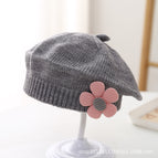 Small pink flower beret-grey / 3-48 months
