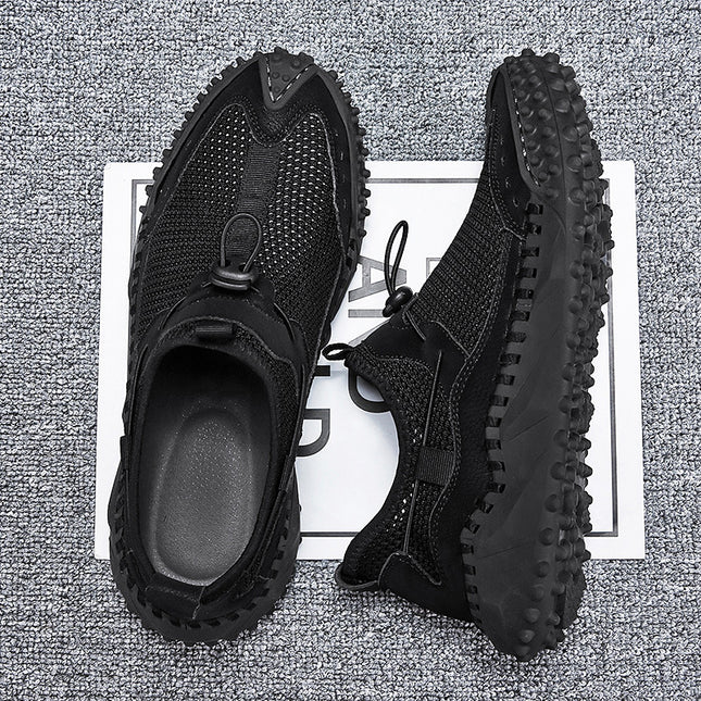 Cross-Border Hot-Selling Summer New Products Hand-Stitched Mesh Shoes Hollow Breathable Casual Men's Outdoor Hiking Shoes River Tracing Shoes