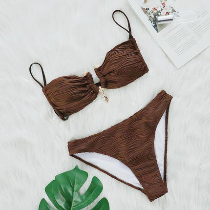 2025 Export Swimsuit Bikini Sexy Special Texture Fabric Bikini Women's Fashion European and American Split Swimsuit