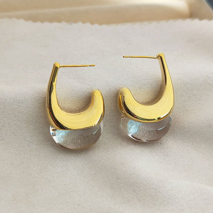 New French-Style Gold Earrings for Women, Niche Design with a High-End Light Luxury Temperament, Versatile and Minimalist Cool Style Earrings for Women