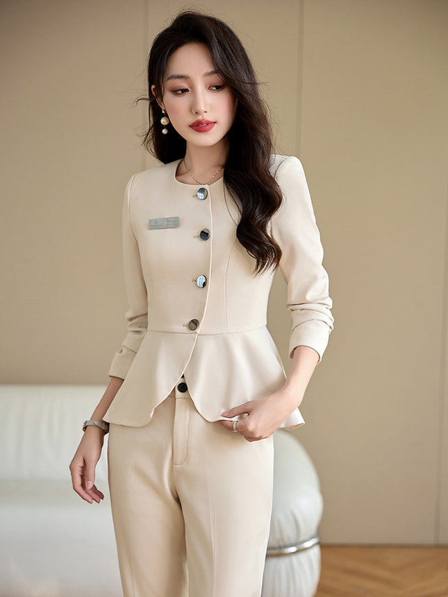 Cross-Border Black Suit Set for Women, New Design for Spring, Autumn and Winter, Jewelry Store Workwear, Beauty Salon Front Desk Uniform