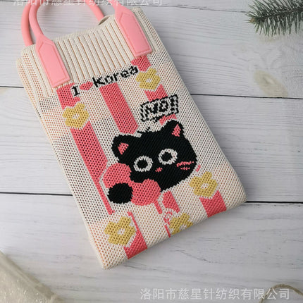 Girl's Heart-Shaped Knitted Crossbody Bag