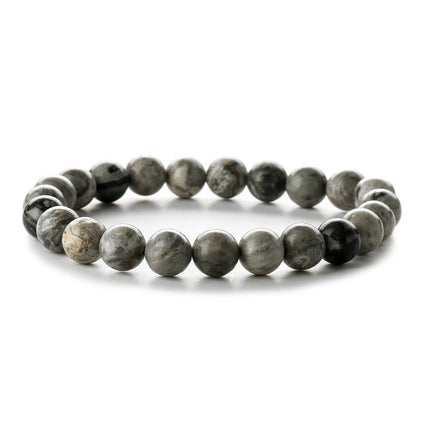 Factory Direct Sales 8mm Natural Gemstone Beads Bracelet Tiger Eye Volcanic Stone Agate Elastic Rope Beaded Bracelet Wholesale