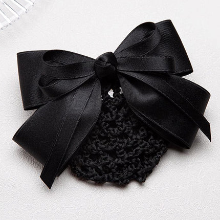 Stewardess Net Pocket Head Flower Professional Hair Net Nurse Female Bank Hotel Hairpin Bow New High-end Sense Hair Accessories