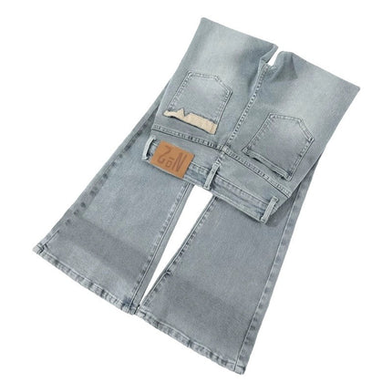 Cold Tea Micro La Jeans Spring Women's 2024 New Women's High Waist Design Light Color Trailing Trumpet Pants