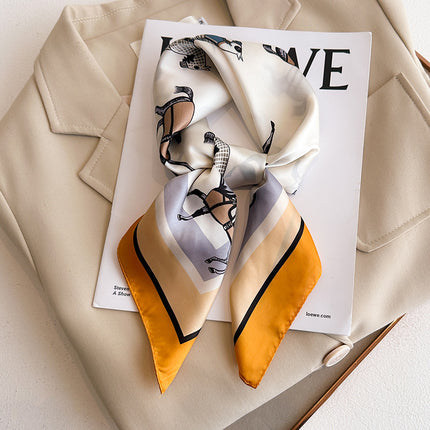 Simulated Silk Printed Silk Scarf for Women, Korean Cashew Leopard Print Headscarf, Four-Season Scarf, Professional Scarf Wholesale