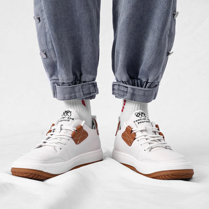 2024 Autumn Men's Genuine Leather Sneakers, Top Layer Cowhide Men's Clown Shoes, Men's Casual Shoes, Breathable, Shock-Absorbing, Comfortable