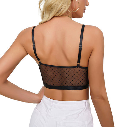 AliExpress Cross-border European and American Spice Girls Perspective Mesh Fishbone Foreign Trade Underwear Amazon New Sexy Sling Top