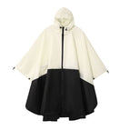 Upgraded material zipper poncho raincoat black and white color matching