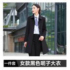 Women's black woolen coat / S