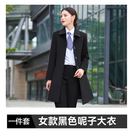 Professional woolen coat women's winter cotton and thickening sales office property tooling high-end case work clothes woolen coat