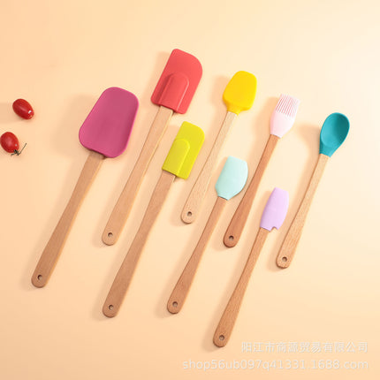 Silicone Large Scraper Special Wooden Handle Baking Silicone Kitchen Tool Cake Homemade Handmade Dessert