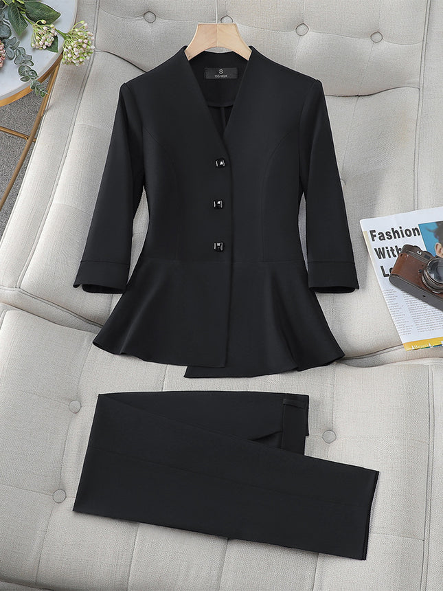 Business wear temperament goddess fan half sleeve suit hotel front desk tooling sales department beauty salon jewelry shop overalls