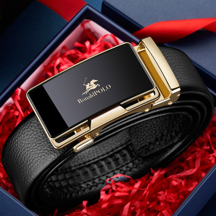Platinum Paul Leather Men's Belt Top Layer Cowhide Automatic Buckle Business Casual Belt High-end Trousers Wholesale