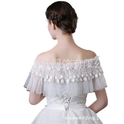 Spot Mesh Lace Shawl Women's Thin Pullover Cloak Bride Wedding Dress Wedding Shawl Ebay Amazon