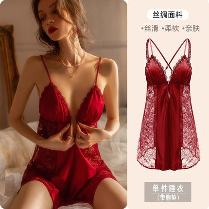 Tonight's Sexy Lace Nightdress for Women 2026 Summer New Pure Desire Ice Silk Thin Home Wear Camisole Nightgown