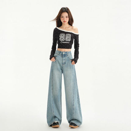Wide-Leg Jeans for Women 2025 Spring New Retro High-Waisted Loose Slimming Summer Drape Straight Floor-Length Pants