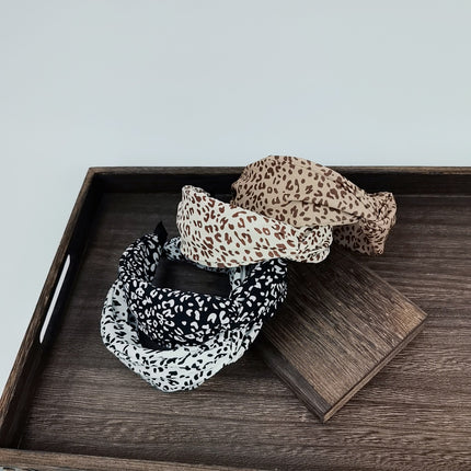 Korean Style Wide-Brimmed Leopard Print Headband for Women to Press Hair, Wash Face and Apply Facial Mask Headband Internet Celebrity Autumn and Winter Cross-Border Retro Hairpin Hair Accessories