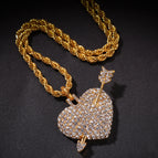 An arrow through the heart pendant +3mm twist chain