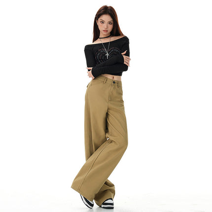 High Street American Jeans for Women 2025 Early Spring New Retro High-Waisted Loose Straight Slimming Look Floor-Length Trousers