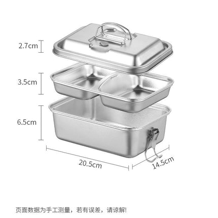 304 Stainless Steel Lunch Box, Double-Layer Sealed Lunch Box for Office Workers and Students, Thickened Large-Capacity Compartmentalized Lunch Box for Steaming Rice