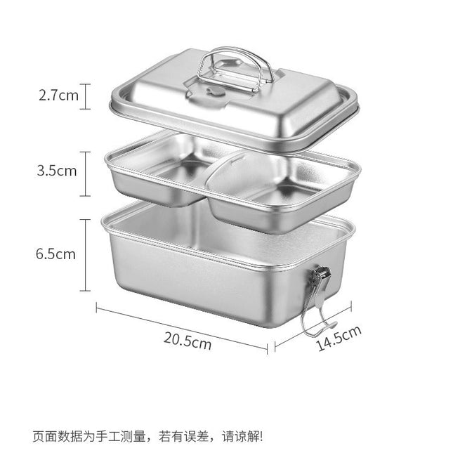 304 Stainless Steel Lunch Box, Double-Layer Sealed Lunch Box for Office Workers and Students, Thickened Large-Capacity Compartmentalized Lunch Box for Steaming Rice