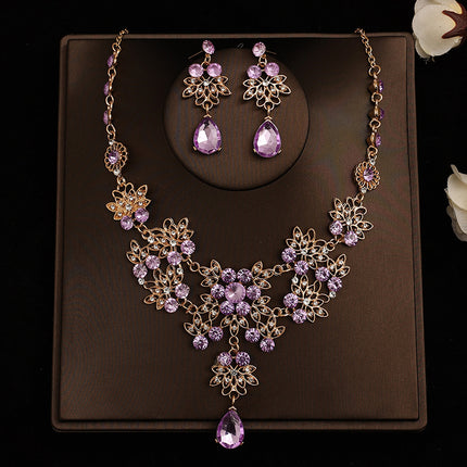 Korean Bride Necklace Earrings Two-piece Decorations Wedding Yarn Wedding Jewelry Wedding Accessories Dance Studio