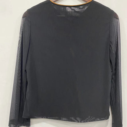 【Brown Robe】Silk Xiangyunsha Vintage Base Shirt for Women, Versatile Slimming Patchwork Top